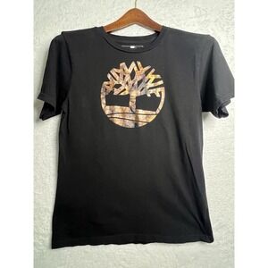 Timberland Black Tree Logo Graphic T-Shirt Womens XL 18/20 Short Sleeve